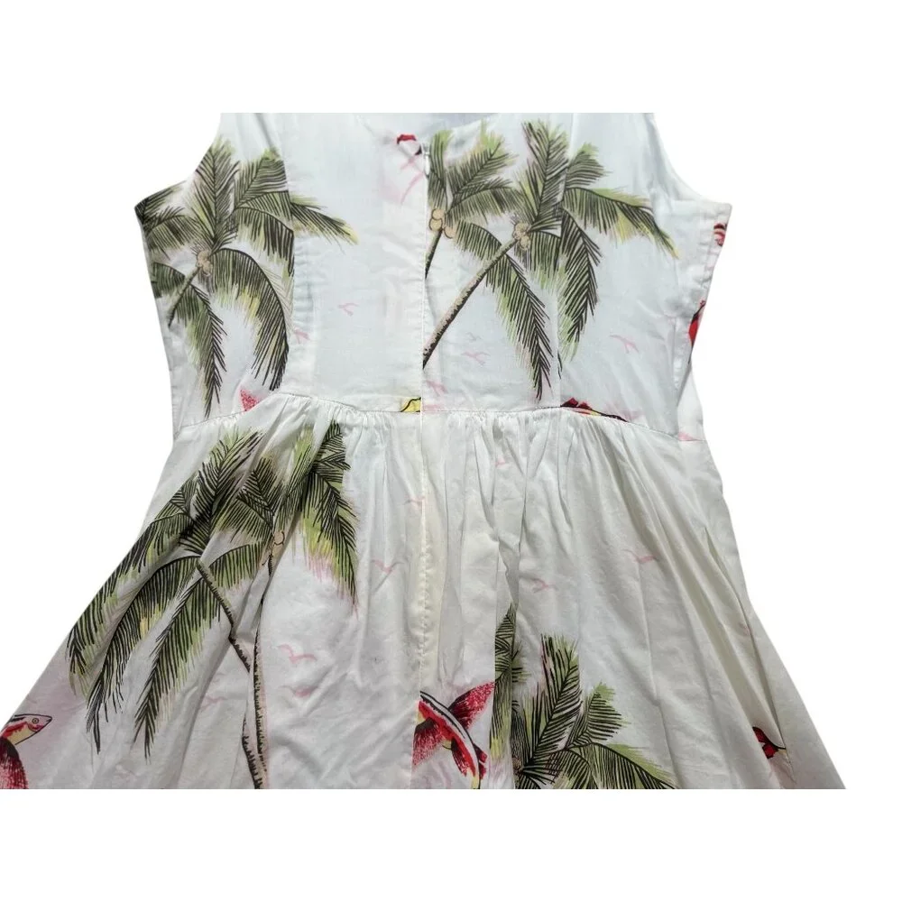 JCrew Barbados Map Palm Tree Fish Novelty Midi Dress Womens 10 Tropical Vacation - Picture 12 of 16